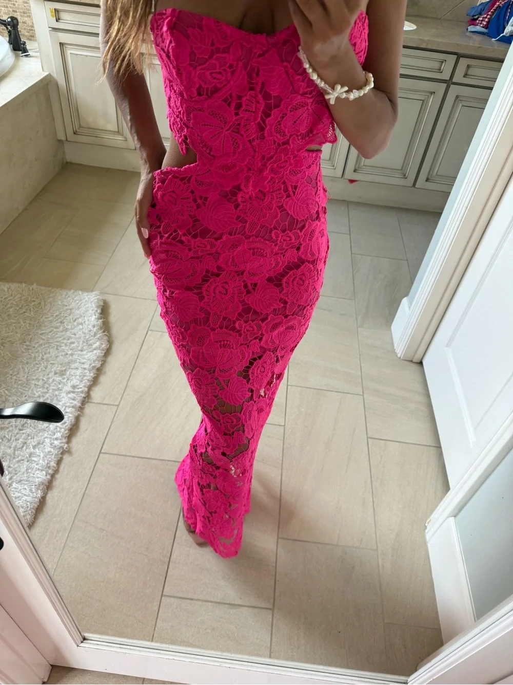 REVOLVE Strapless Fuchsia Lace Maxi Dress - Picture 3 of 8
